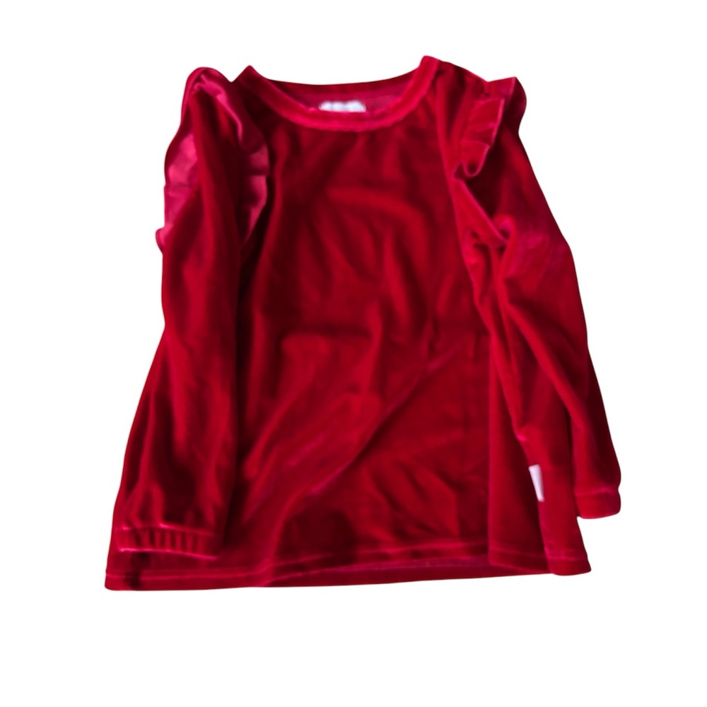 BCBG Kids Red Ruffle Long Sleeve Tee
